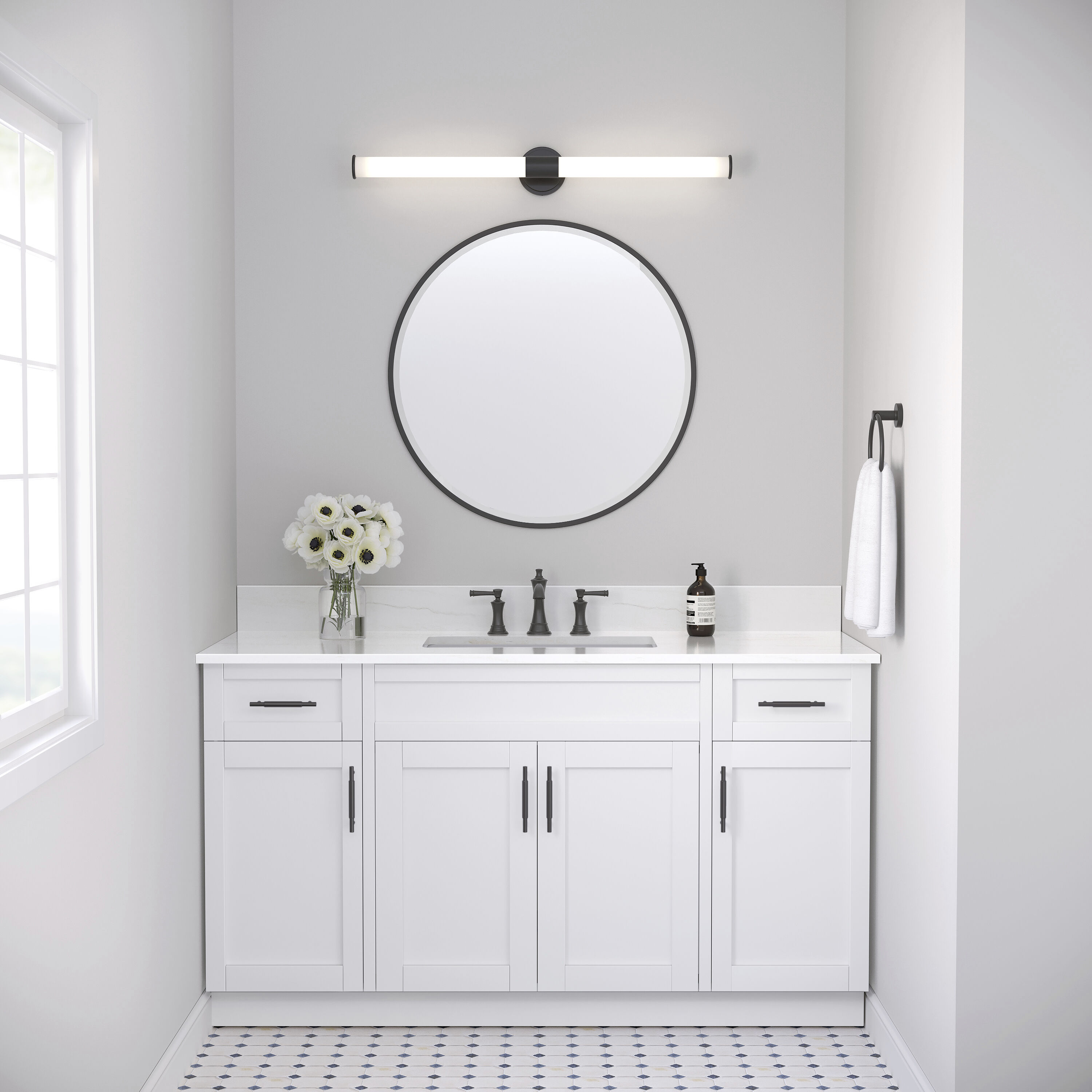 Trumann LED 36 inch Matte Black Bathroom Vanity Light Bar Wall Light